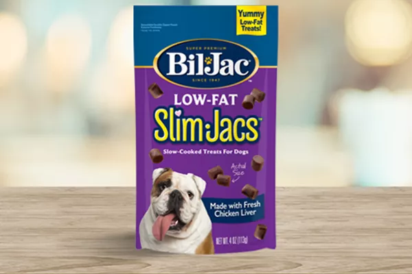 Slim-Jacs 4 oz Dog Treats on Counter